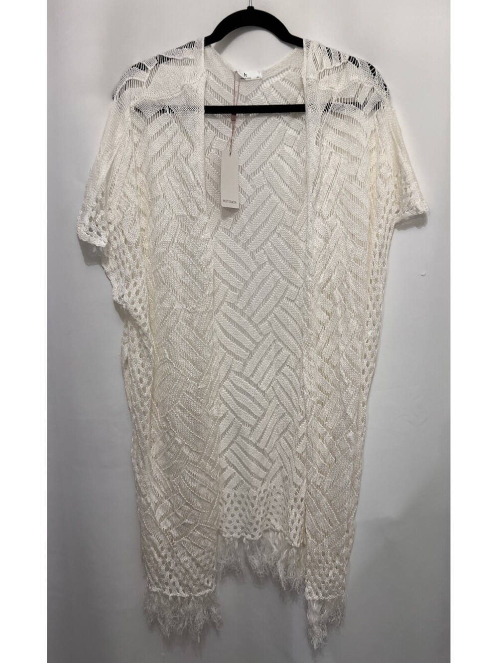 NWT HOTOUCH Women’s Ivory Crochet Knit Kimono Cardigan Cover Up 2XL Boho